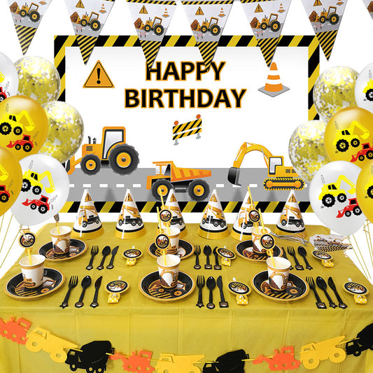 Construction Equipment Decorations  /  Disposable Tableware Set /  Cupcake Toppers /  Banners, Balloons