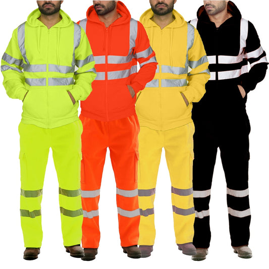 Long Sleeve Reflective Hoodie and Fleece / High Visibility Pants Suite