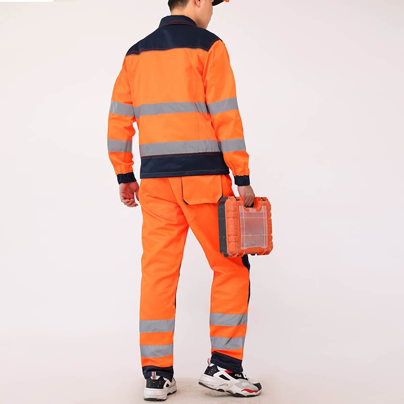 High Visibility Jacket and Pants Set / Safety Clothing / Multi Pockets Cargo Work Suit