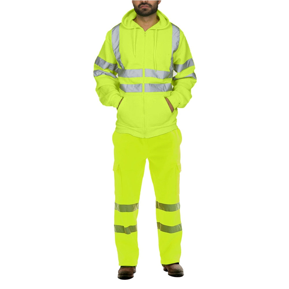 Long Sleeve Reflective Hoodie and Fleece / High Visibility Pants Suite