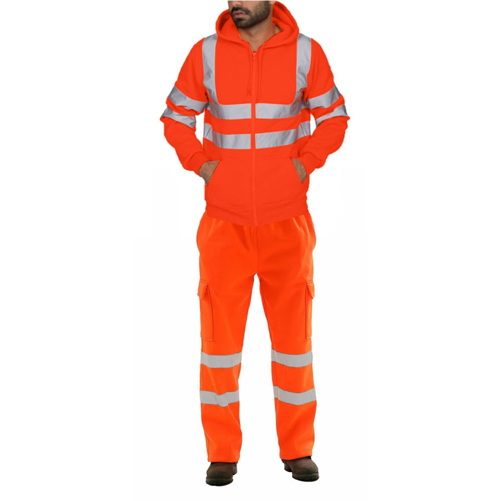 Long Sleeve Reflective Hoodie and Fleece / High Visibility Pants Suite